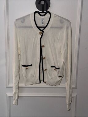 COLORI Cream Cardigan with Black Trim
